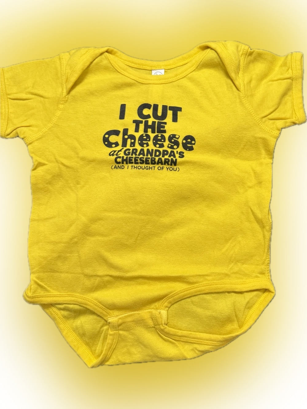 Rabbit Skins Yellow Infant Bodysuit with 'I Cut The Cheese' Graphic